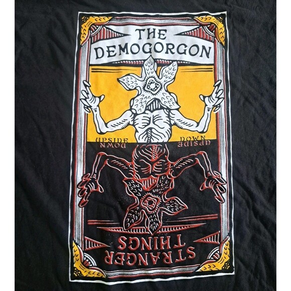 Stranger Things T-Shirt Men’s XL Black Demogorgon Tarot Netflix Short Sleeve Tee - Picture 4 of 7